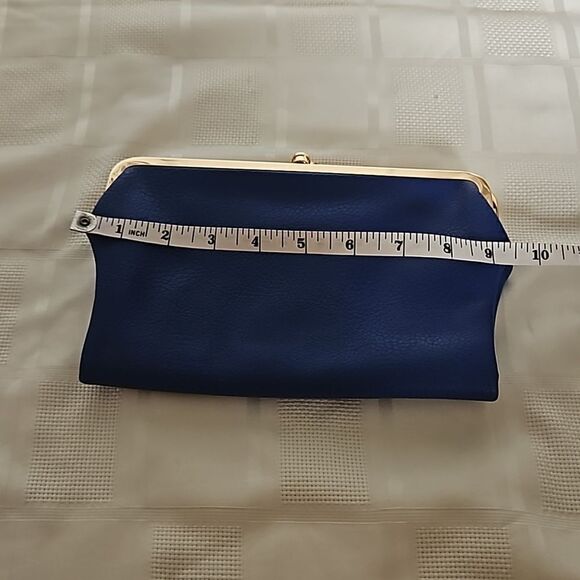 Ampere Creations Vegan Leather Clutch Purse Royal Blue & Gold - Picture 11 of 16